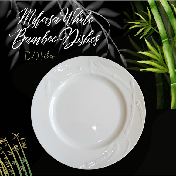 Mikasa Studio Nova BAMBOO WHITE M2050 Dinner Plates 10.75" Fine China - Set of 6 - Picture 2 of 4
